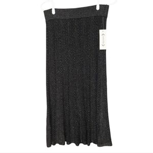 Nanette Lepore Lurex Ribbed knit Midi Skirt Pull On Elegant Womens Size M New